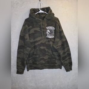 Heathen Cheif Green Camo 100% Cotton Pullover Hoodie Mens Sz XL Limited Edition